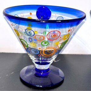 Hand Blown Margarita Martini Bar Glass Kosta Boda Royal Carribean Swirl Glass